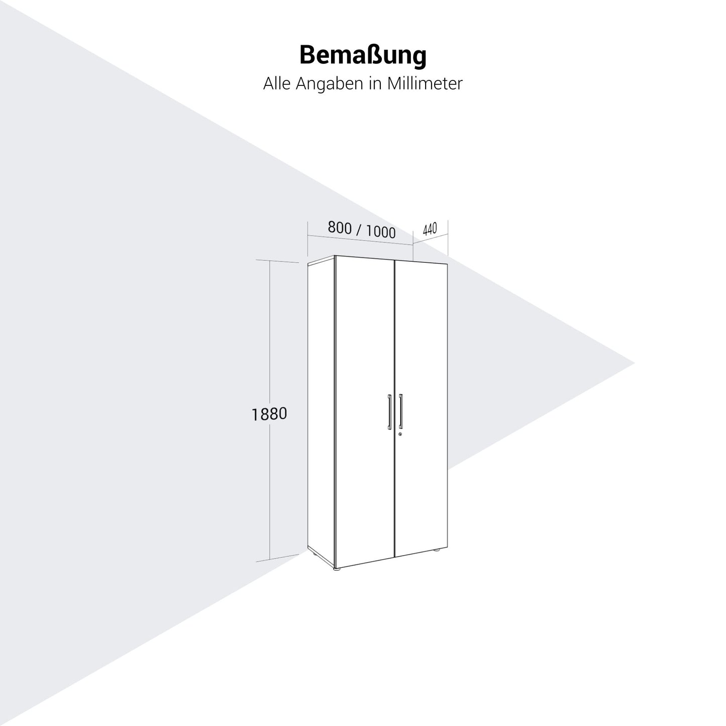 PRO Armoire de vestiaire | 5 oh, 800 - 1000 x 1880 mm, Soft -Close, graphite / blanc