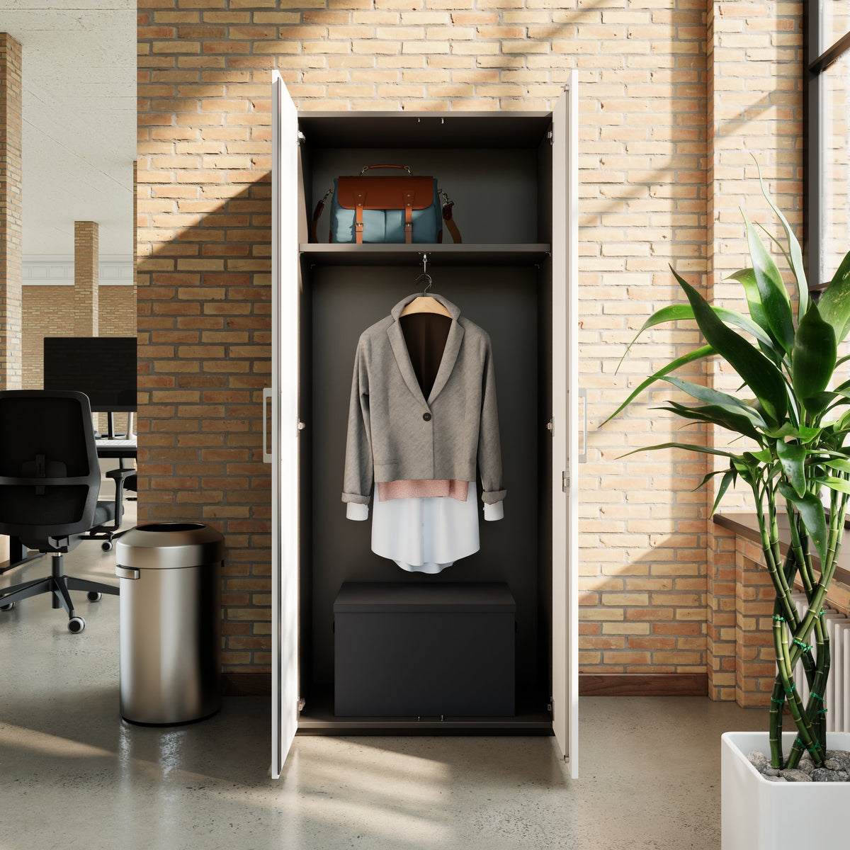 PRO Garderobenschrank | 5 OH, 800 - 1000 x 1880 mm, Soft-Close, Graphit / Weiß - 15 Lightbox Main Image