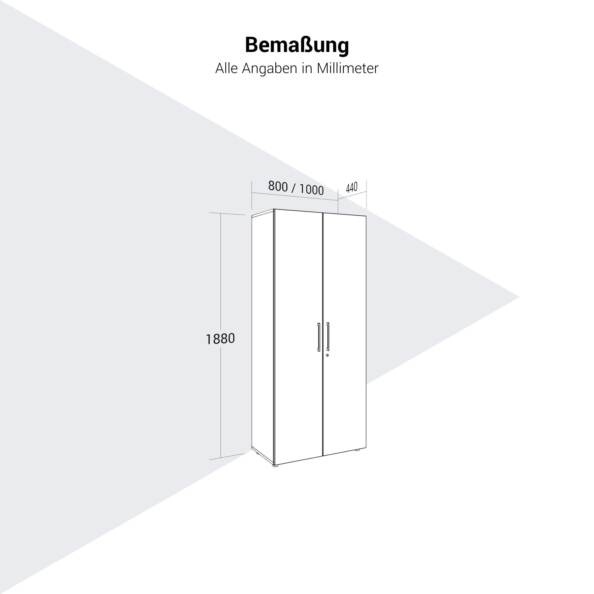 PRO Cloakroom cabinet | 5 Oh, 800 - 1000 x 1880 mm, soft -close, gray
