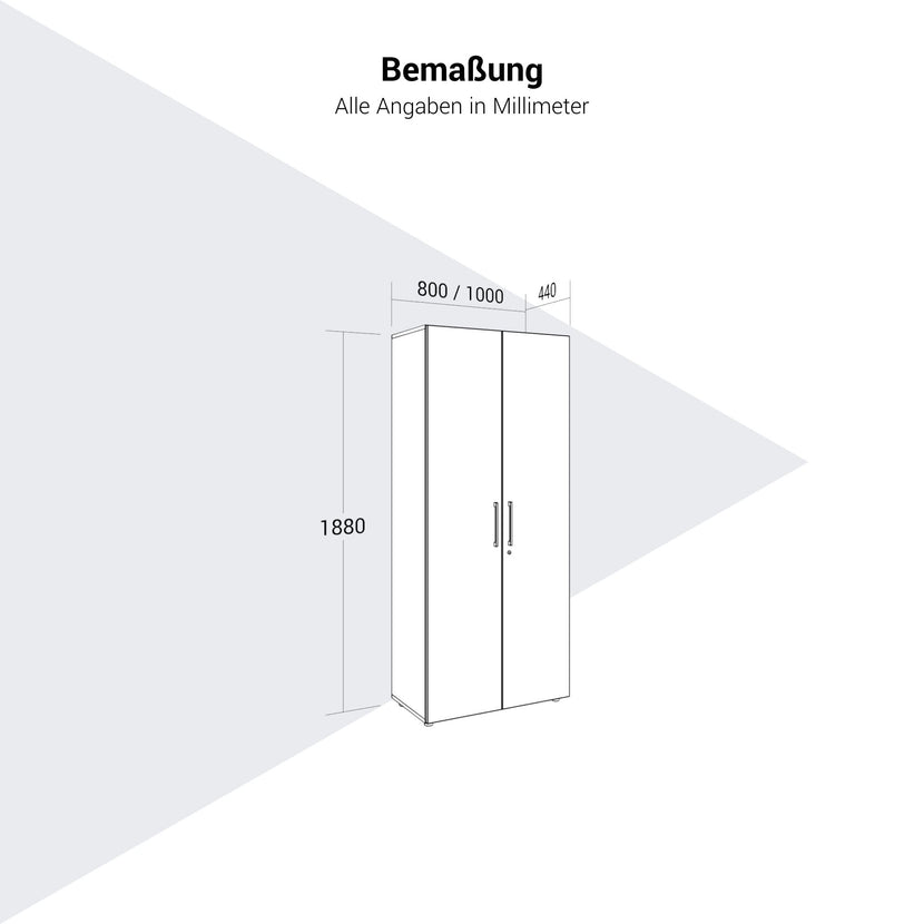 PRO Cloakroom cabinet | 5 Oh, 800 - 1000 x 1880 mm, soft -close, gray