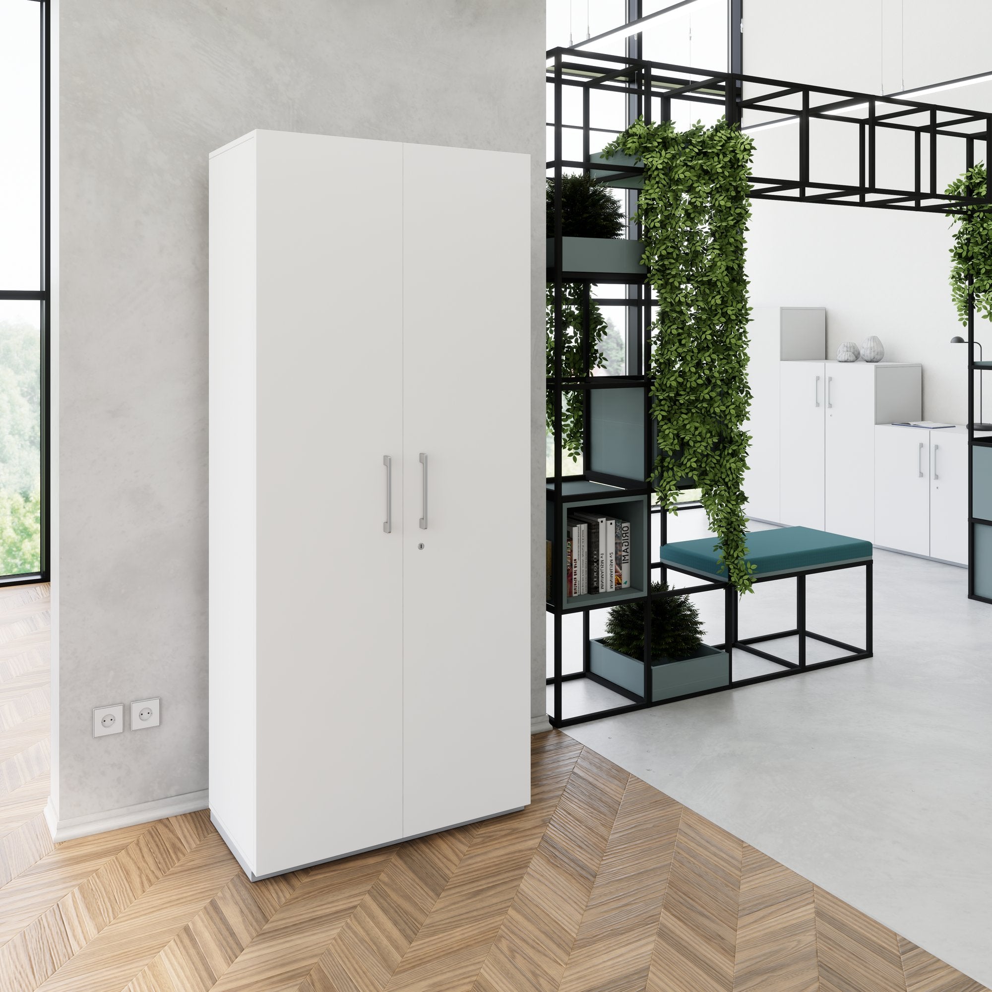 PRO Cloakroom cabinet | 5 Oh, 800 - 1000 x 1880 mm, soft -close, gray