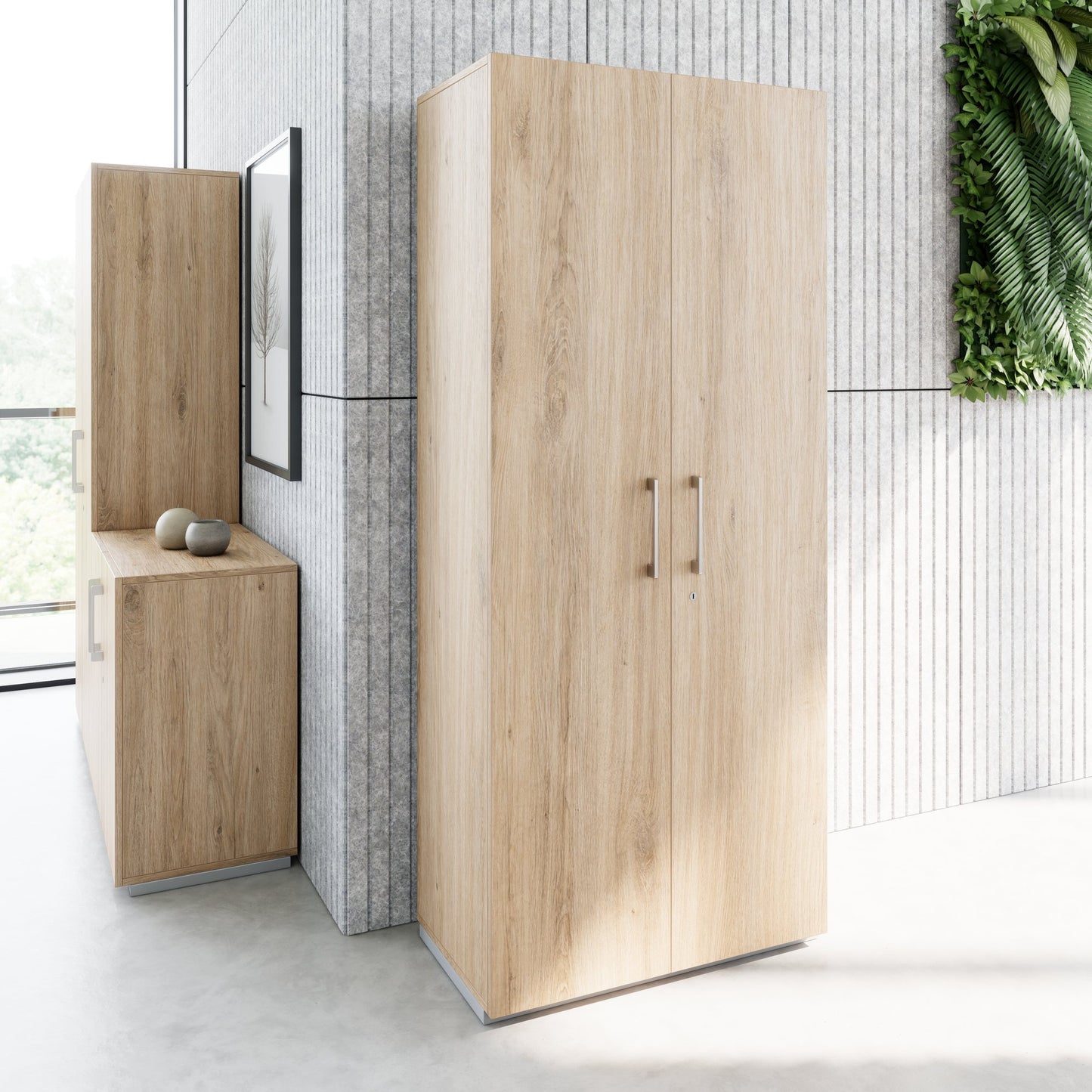 PRO Cloakroom cabinet | 5 Oh, 800 - 1000 x 1880 mm, soft -close, natural oak