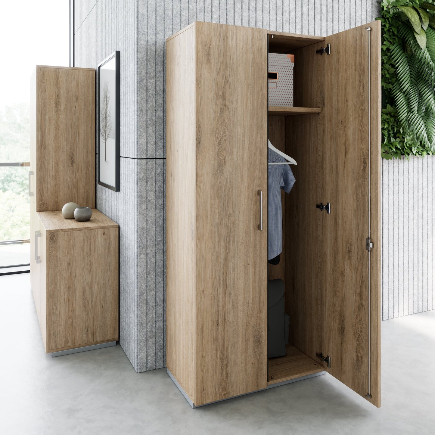 PRO Cloakroom cabinet | 5 Oh, 800 - 1000 x 1880 mm, soft -close, natural oak