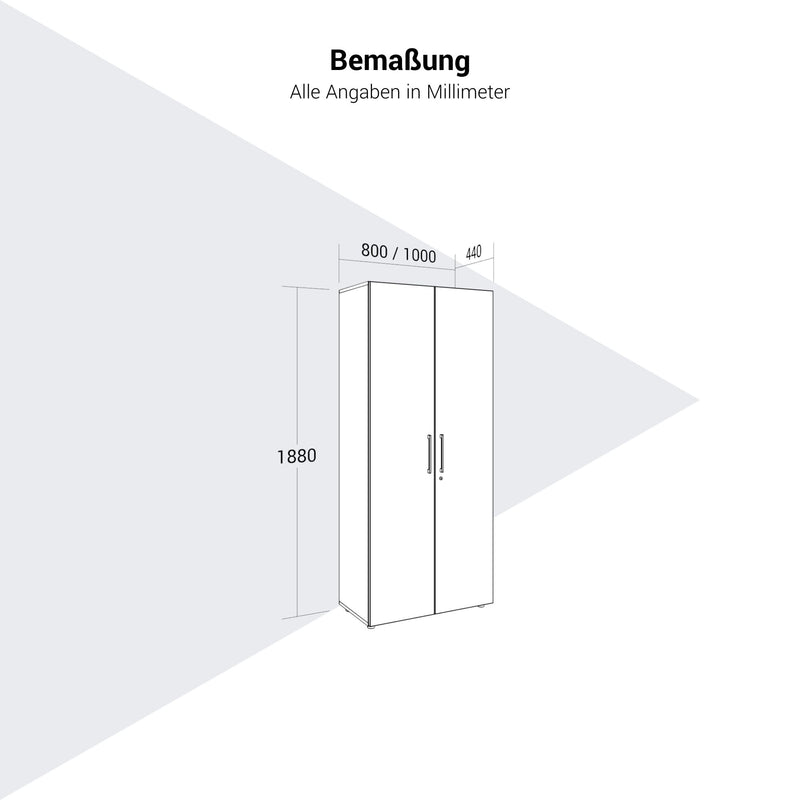PRO Wardrobe cabinet | 5 OH, 800 - 1000 x 1880 mm, soft-close, black  - 13 Main Image