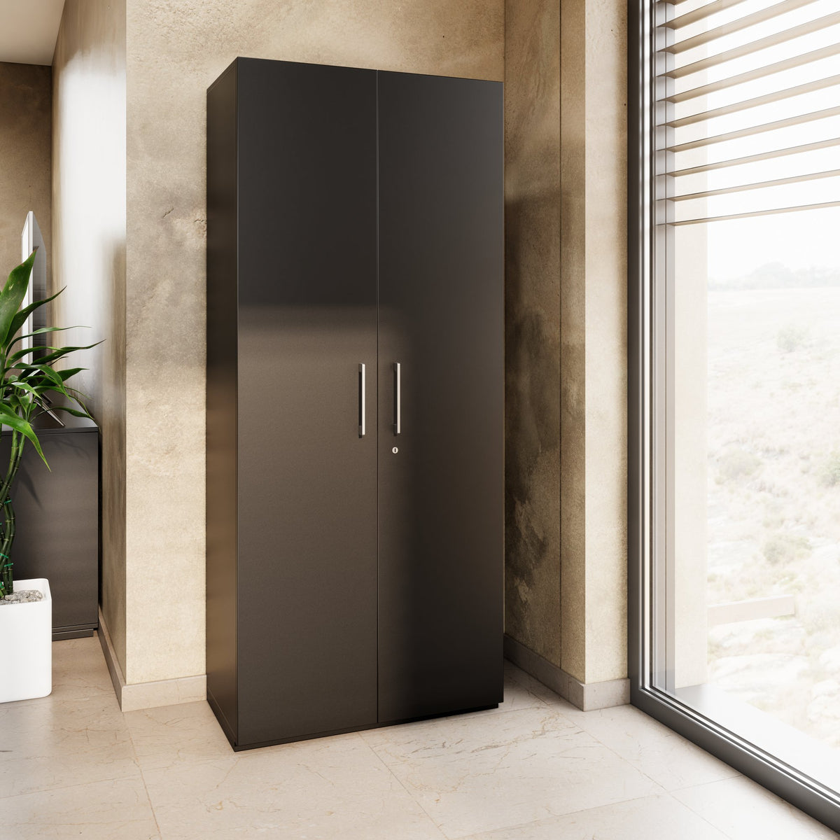 PRO Wardrobe cabinet | 5 OH, 800 - 1000 x 1880 mm, soft-close, black  - 14 Lightbox Main Image