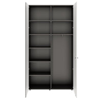 PRO Garderobenschrank | 6 OH, 1200 x 2250 mm, mit Regal, Soft-Close, Graphit / Weiß