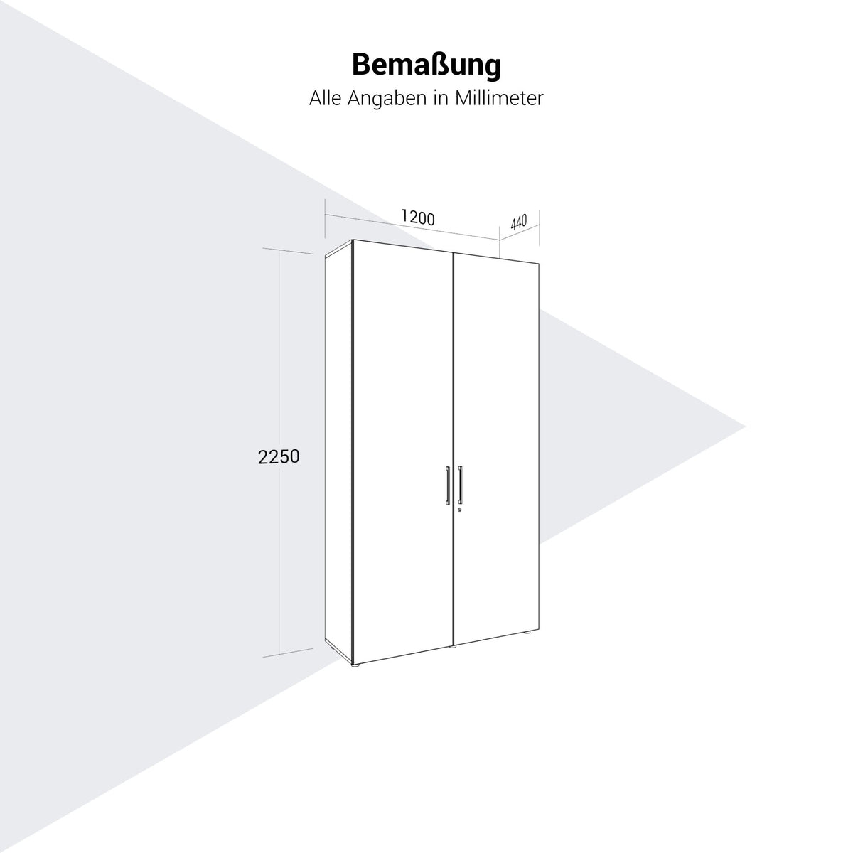 PRO Garderobenschrank | 6 OH, 1200 x 2250 mm, mit Regal, Soft-Close, Graphit / Weiß - 14 Lightbox Main Image