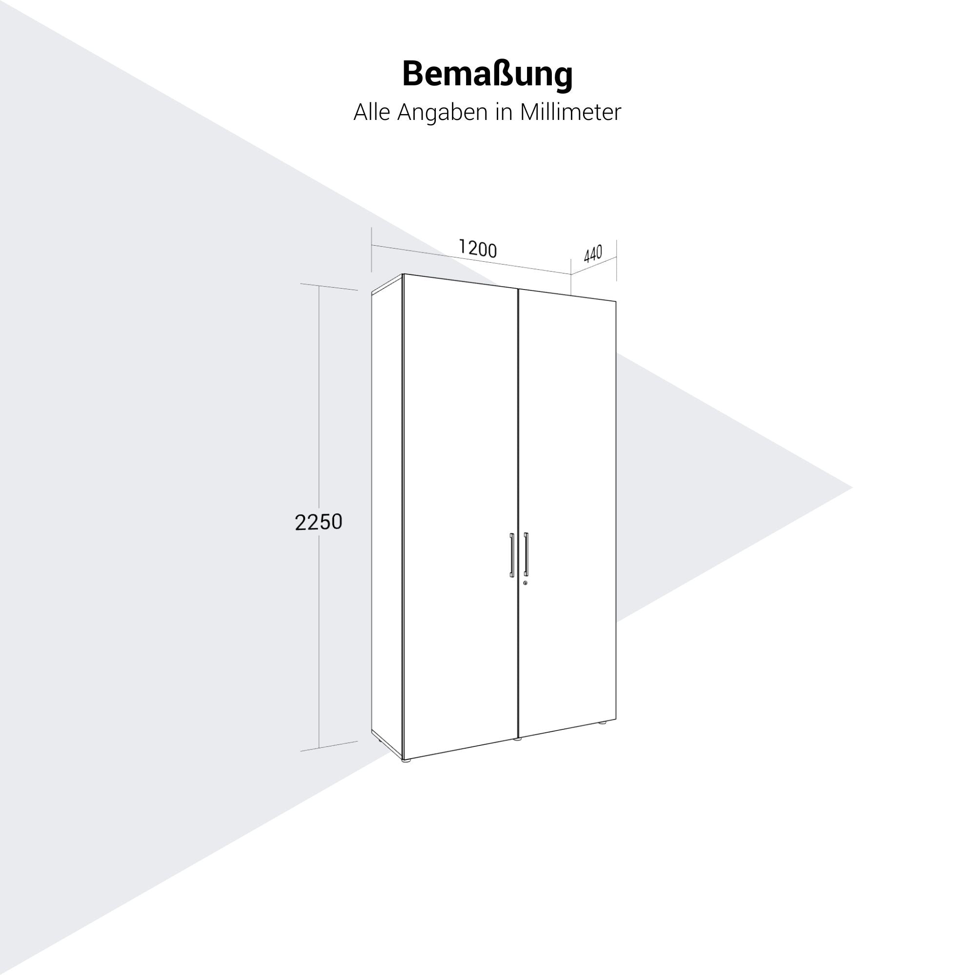 PRO Gabinetto di Cloakroom | 6 OH, 1200 x 2250 mm, con scaffale, chiusura morbida, grafite / bianco