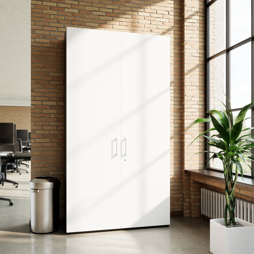 PRO Gabinetto di Cloakroom | 6 OH, 1200 x 2250 mm, con scaffale, chiusura morbida, grafite / bianco