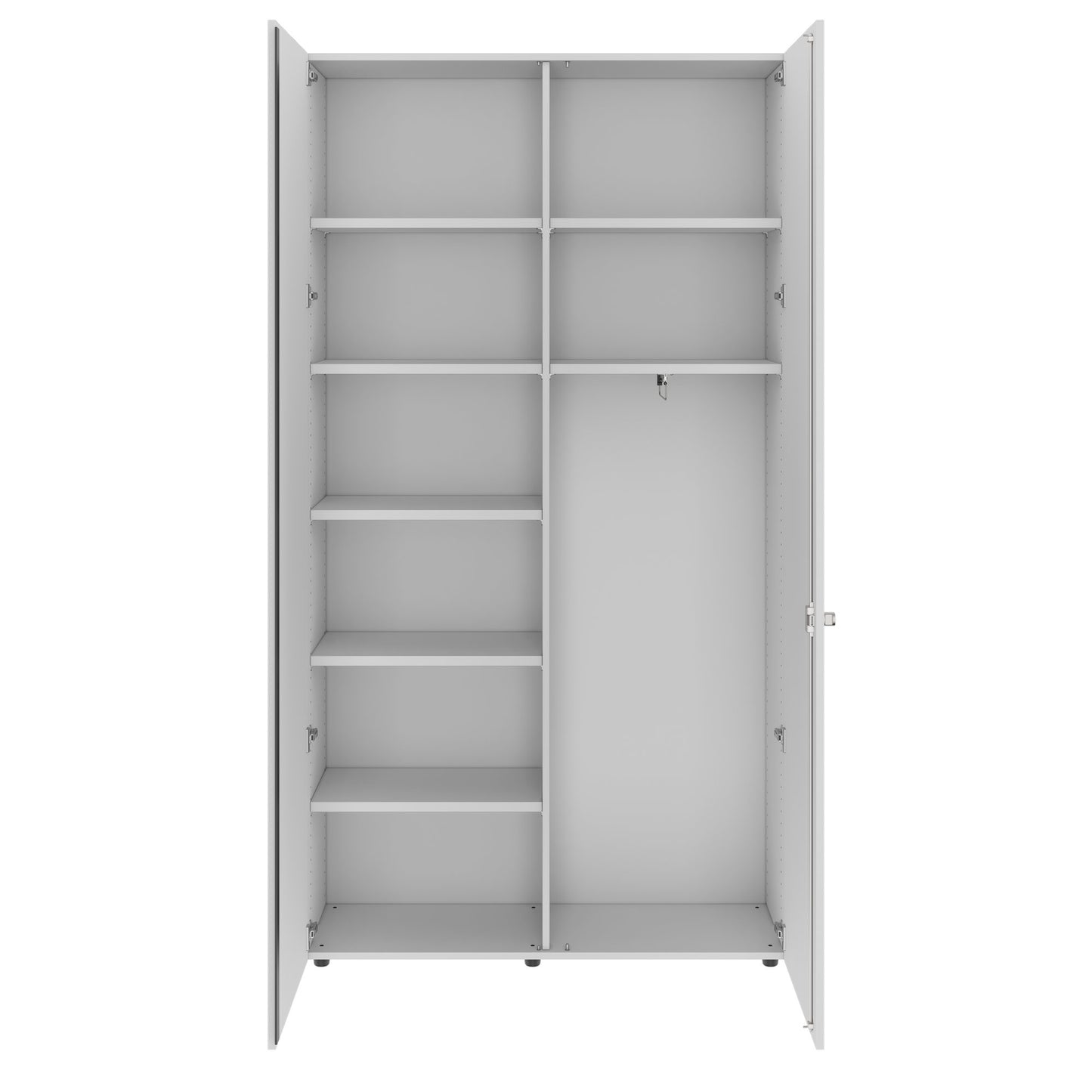 PRO Garderobenschrank | 6 OH, 1200 x 2250 mm, mit Regal, Soft-Close, Grau