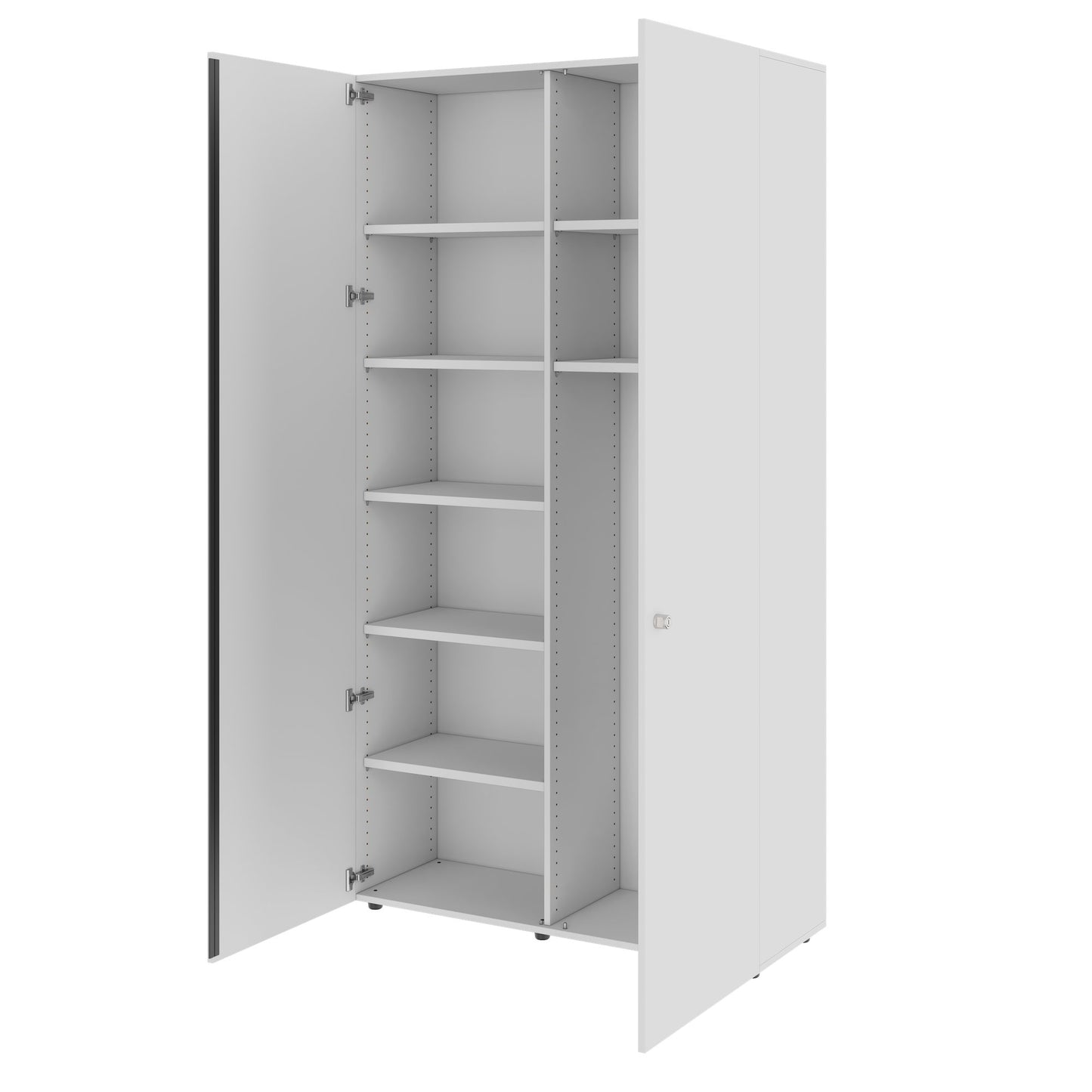 PRO Garderobenschrank | 6 OH, 1200 x 2250 mm, mit Regal, Soft-Close, Grau