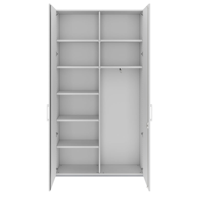 PRO Gabinetto di Cloakroom | 6 OH, 1200 x 2250 mm, con scaffale, morbido, grigio