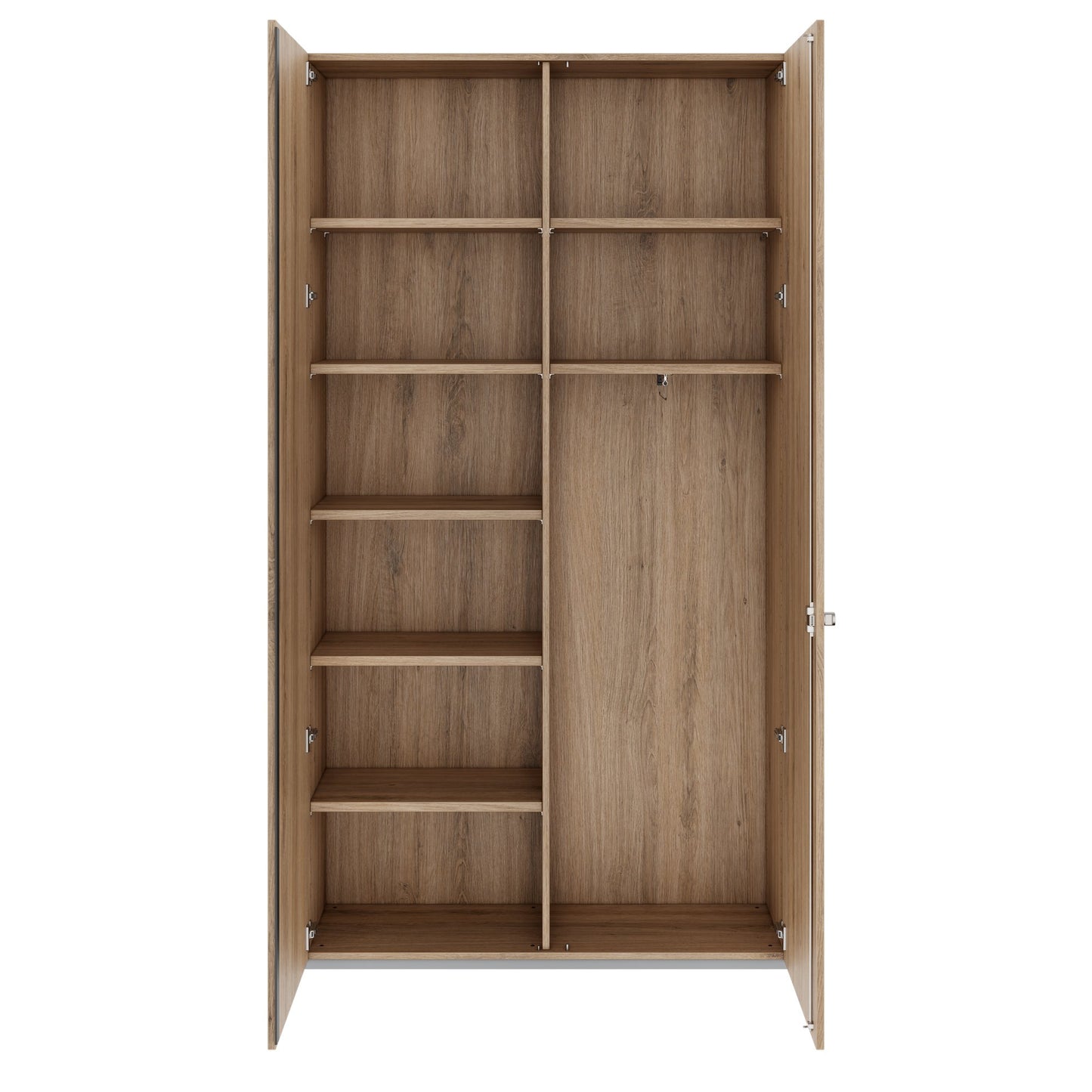 PRO Garderobenschrank | 6 OH, 1200 x 2250 mm, mit Regal, Soft-Close, Natureiche