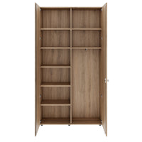 PRO Garderobenschrank | 6 OH, 1200 x 2250 mm, mit Regal, Soft-Close, Natureiche