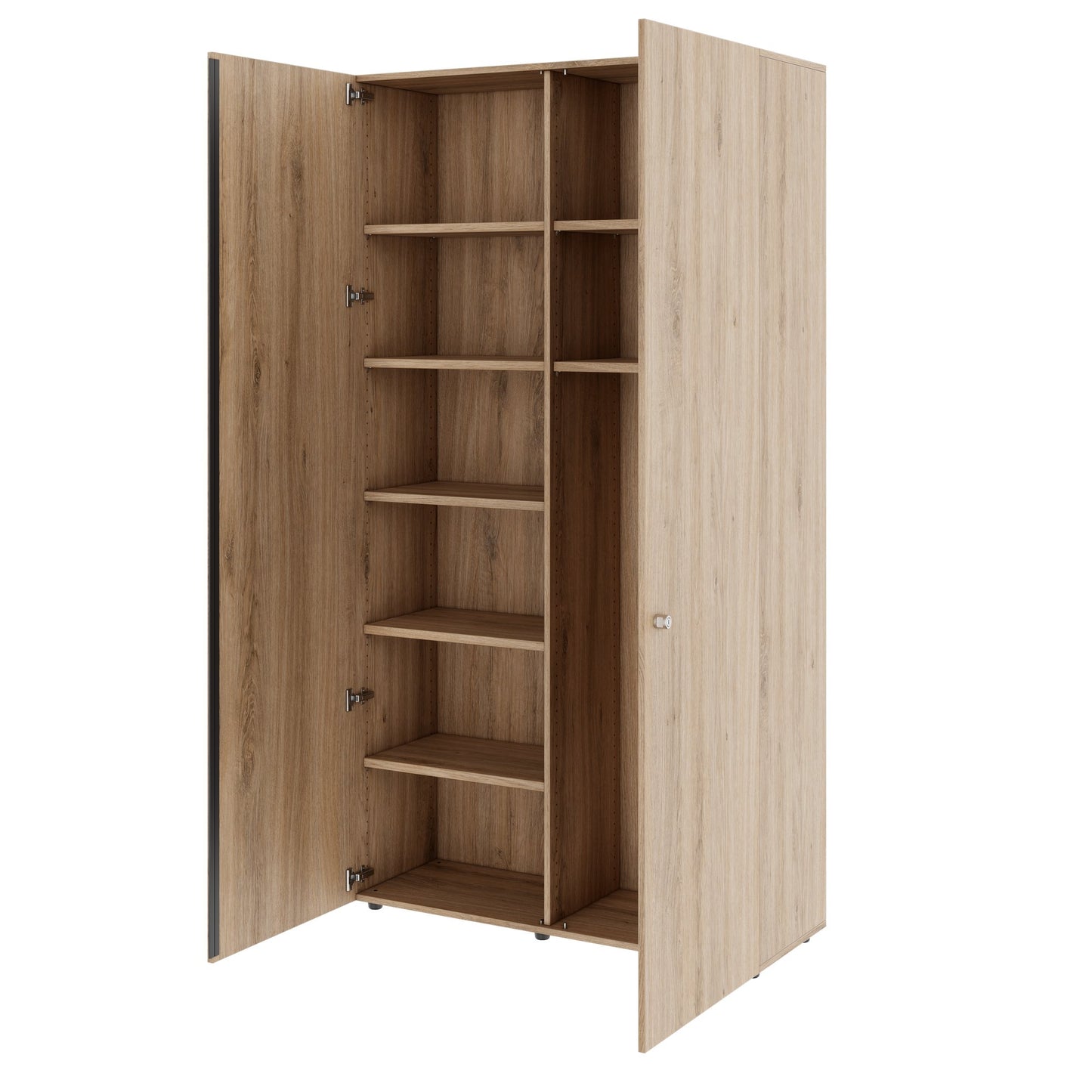 PRO Garderobenschrank | 6 OH, 1200 x 2250 mm, mit Regal, Soft-Close, Natureiche