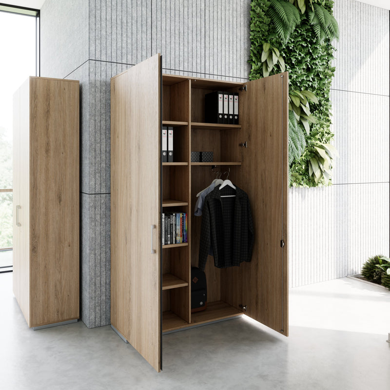 PRO Armoire vestiaire | 6 OH, 1200 x 2250 mm, avec étagère, fermeture amortie, chêne naturel  - 16 Main Image
