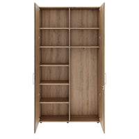 PRO Garderobenschrank | 6 OH, 1200 x 2250 mm, mit Regal, Soft-Close, Natureiche