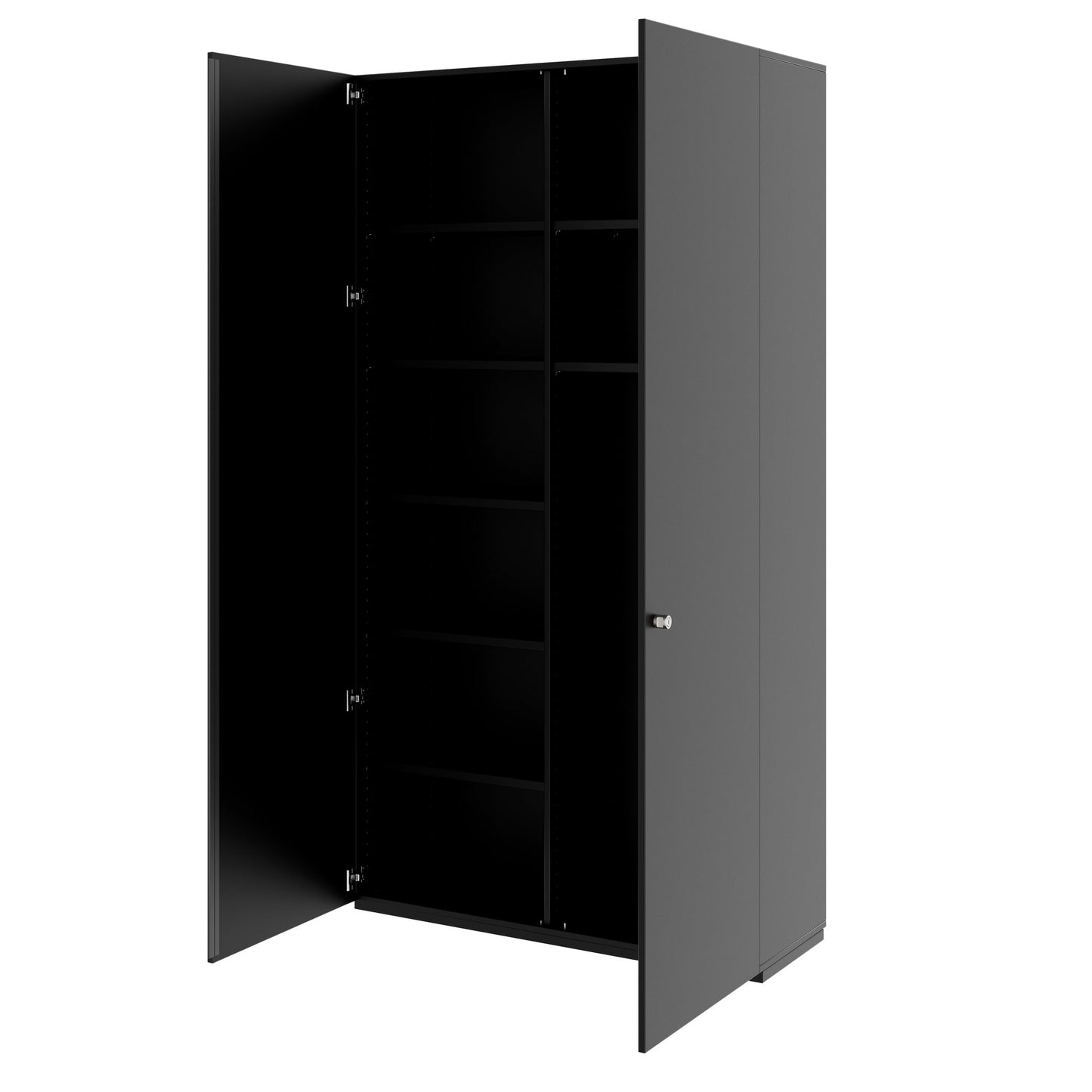 PRO Garderobenschrank | 6 OH, 1200 x 2250 mm, mit Regal, Soft-Close, Schwarz