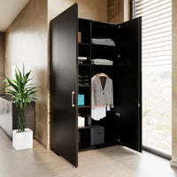 PRO Garderobenschrank | 6 OH, 1200 x 2250 mm, mit Regal, Soft-Close, Schwarz