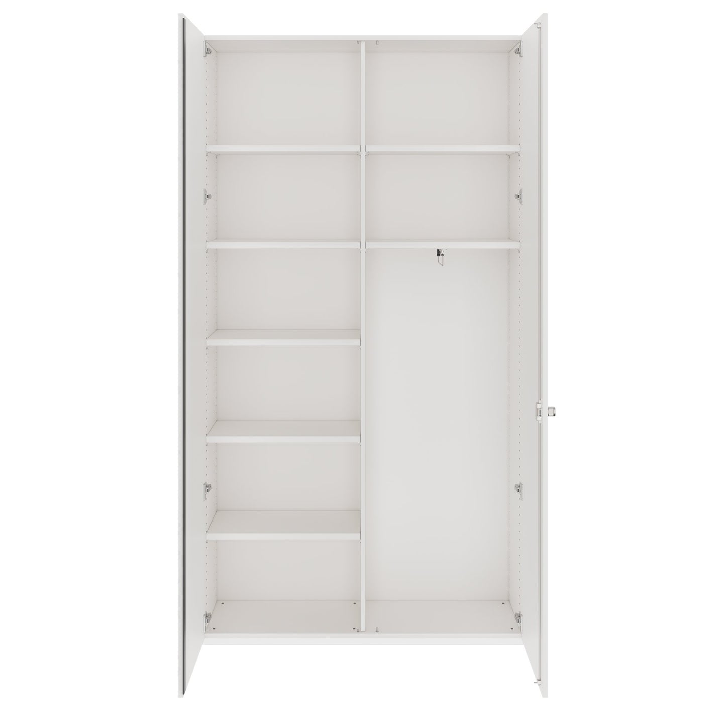 PRO Garderobenschrank | 6 OH, 1200 x 2250 mm, mit Regal, Soft-Close, Weiß