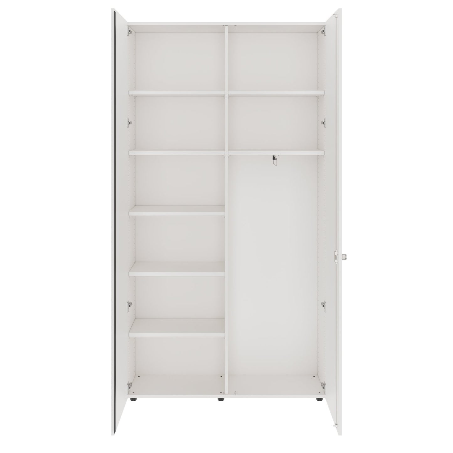 PRO Garderobenschrank | 6 OH, 1200 x 2250 mm, mit Regal, Soft-Close, Weiß