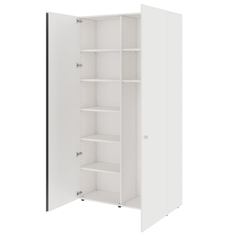 PRO Garderobenschrank | 6 OH, 1200 x 2250 mm, mit Regal, Soft-Close, Weiß