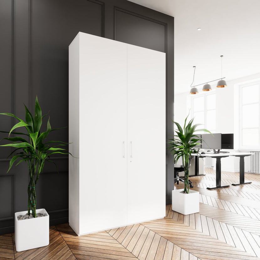 PRO Gabinetto di Cloakroom | 6 OH, 1200 x 2250 mm, con scaffale, morbido, bianco