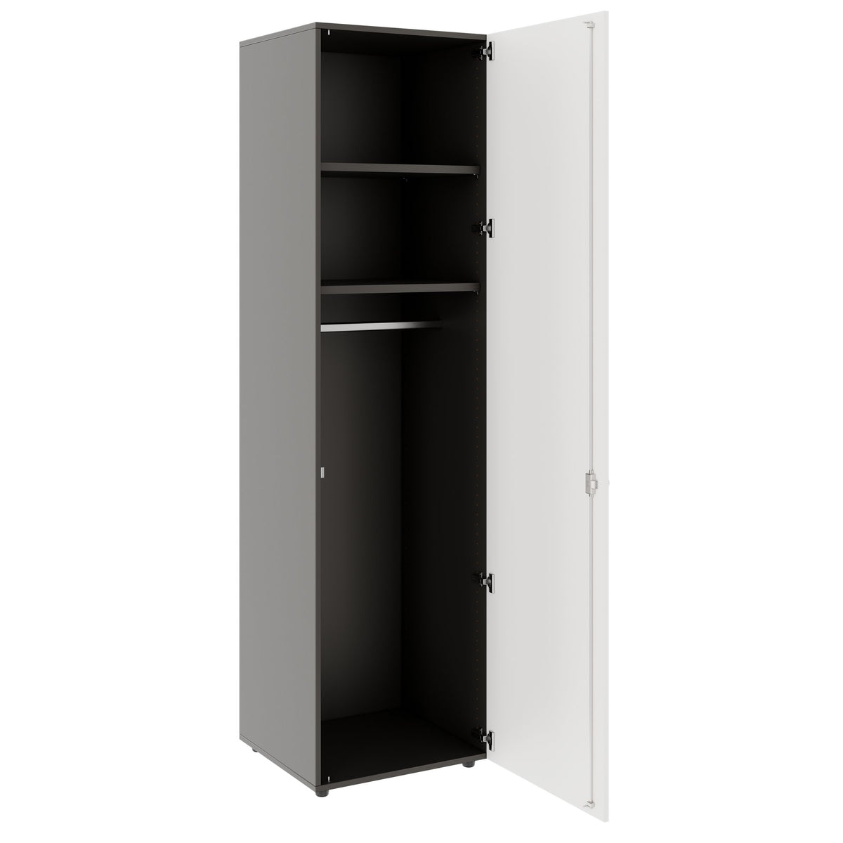 PRO Garderobenschrank | 6 OH, 400 - 600 x 2250 mm, Soft-Close, Graphit / Weiß - 4 Lightbox Main Image