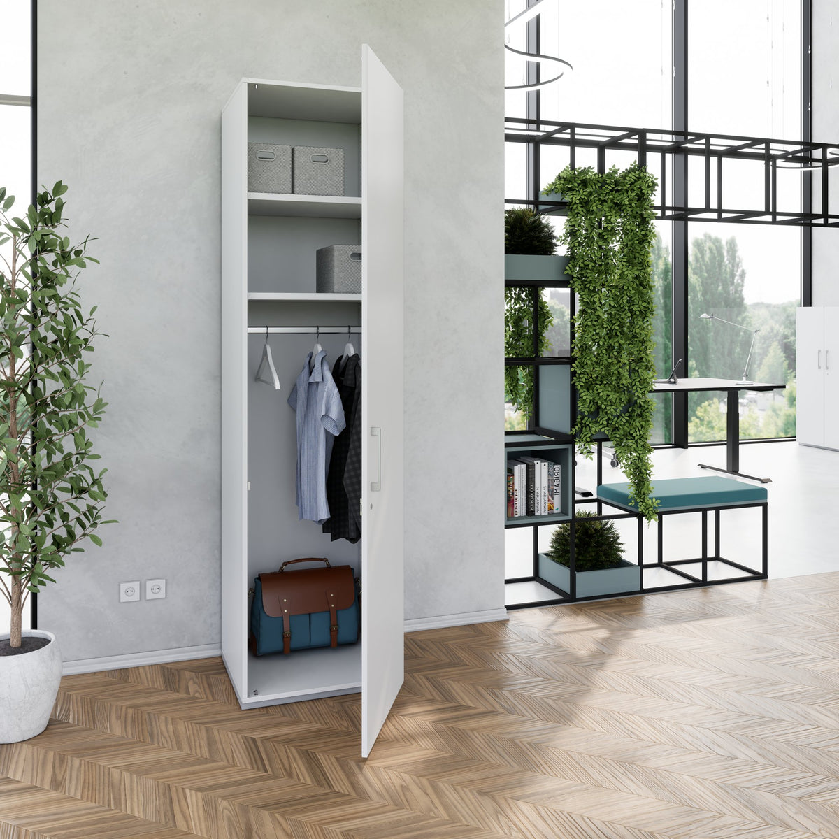 PRO Garderobenschrank | 6 OH, 400 - 600 x 2250 mm, Soft-Close, Grau - 15 Lightbox Main Image