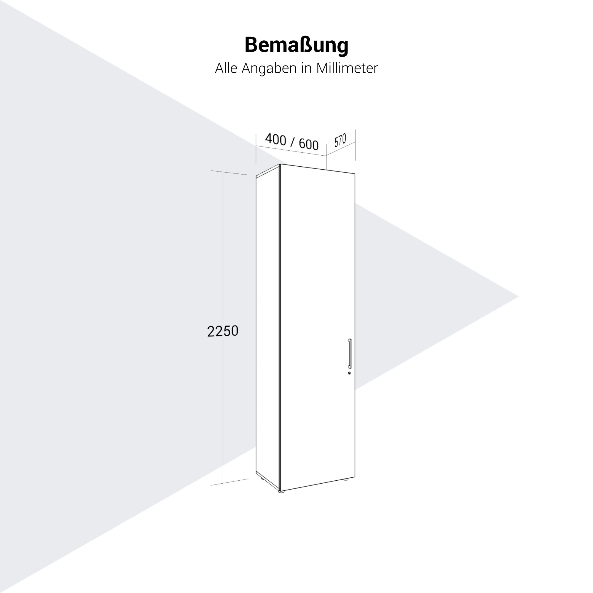 PRO Cloakroom cabinet | 6 Oh, 400 - 600 x 2250 mm, soft -close, natural area