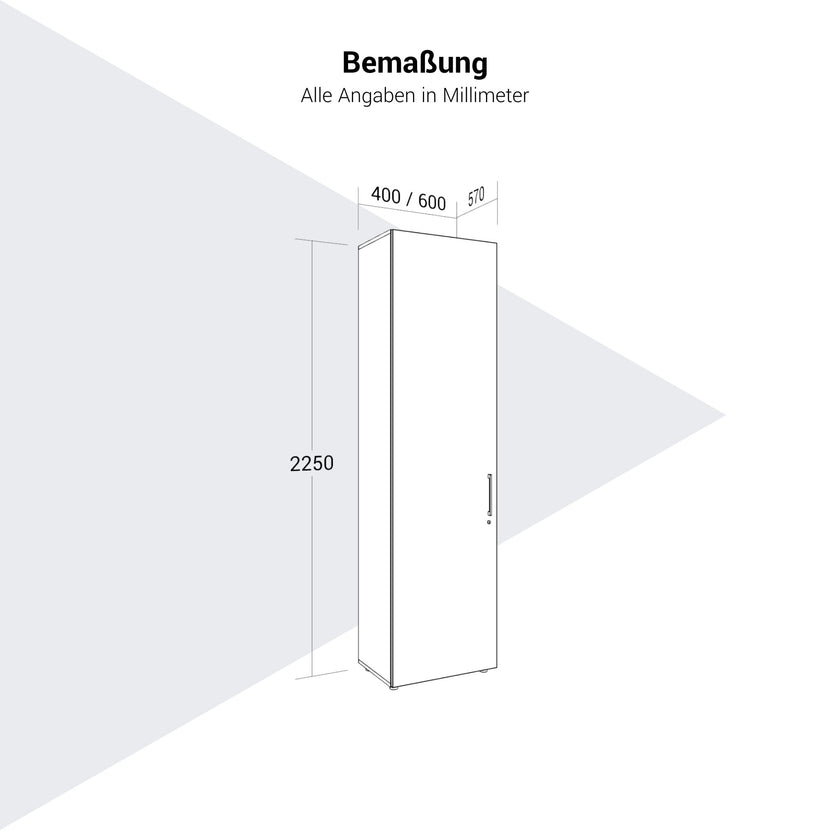 PRO Cloakroom cabinet | 6 Oh, 400 - 600 x 2250 mm, soft -close, natural area
