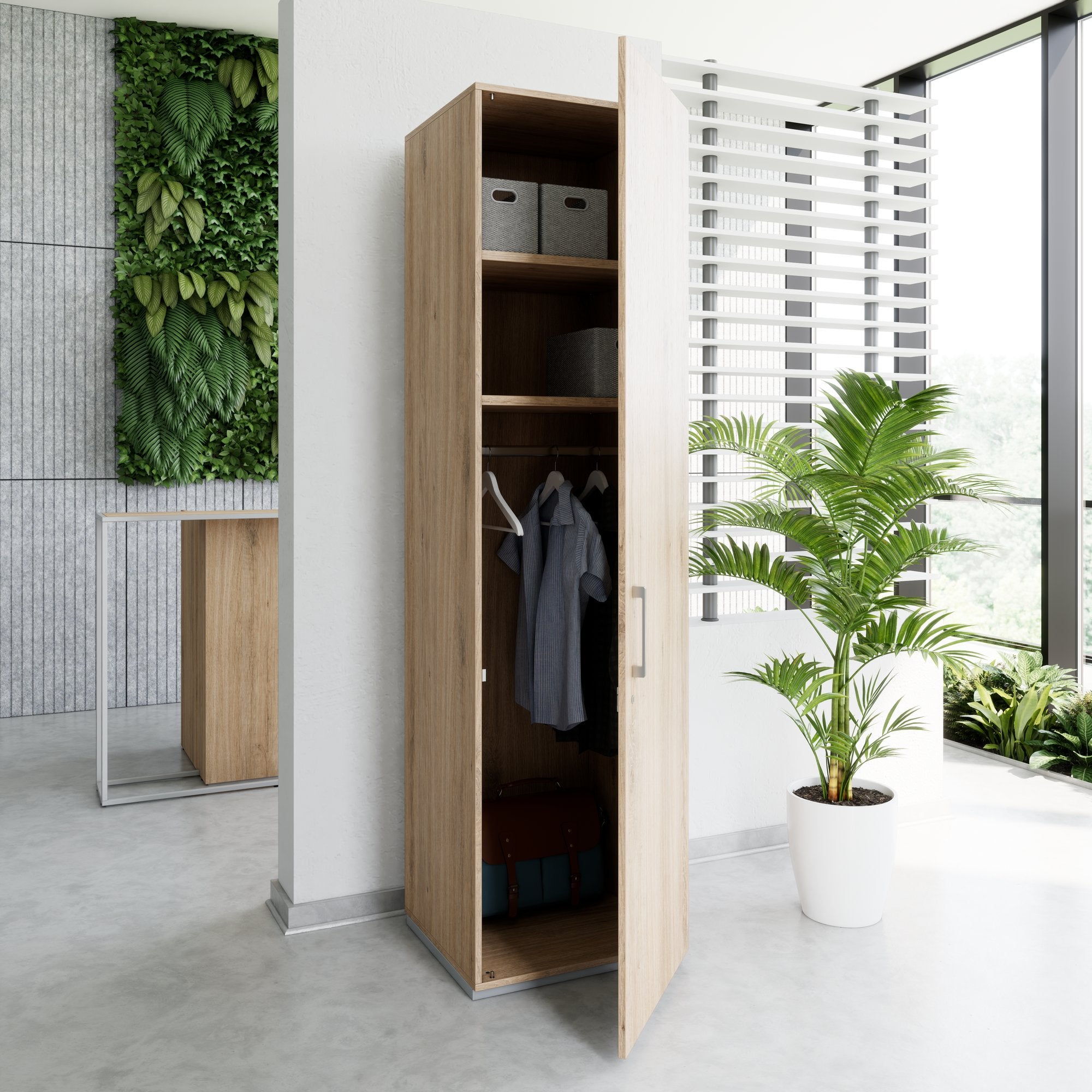 PRO Cloakroom cabinet | 6 Oh, 400 - 600 x 2250 mm, soft -close, natural area