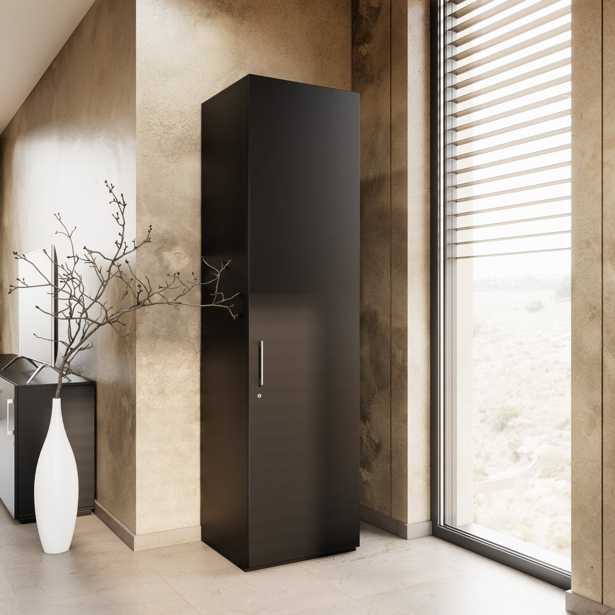 PRO Wardrobe cabinet | 6 OH, 400 - 600 x 2250 mm, soft-close, black  - 3 Lightbox Main Image