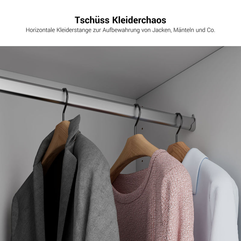 PRO Garderobenschrank | 6 OH, 400 - 600 x 2250 mm, Soft-Close, Weiß - 10 Main Image