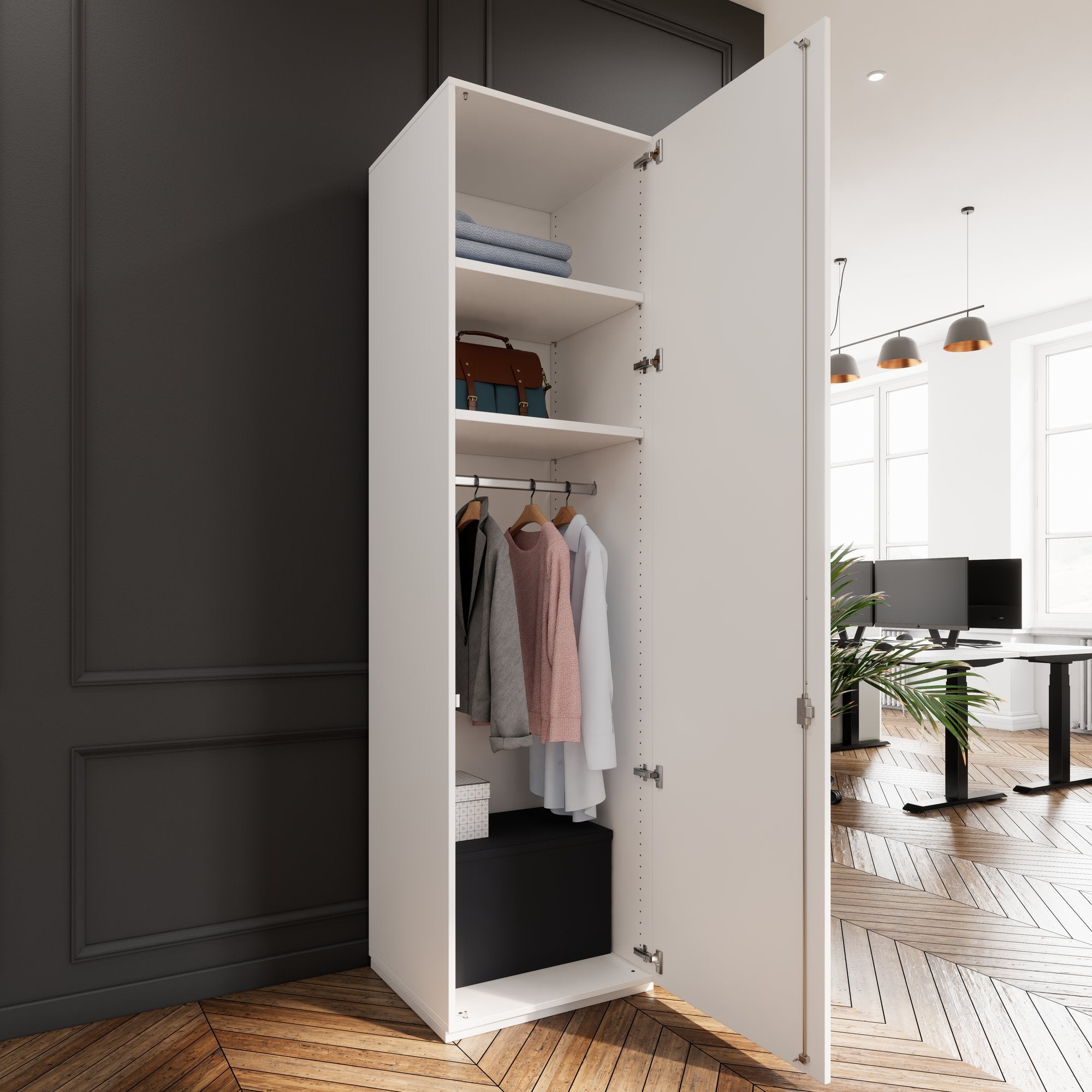 PRO Gabinetto di Cloakroom | 6 OH, 400 - 600 x 2250 mm, morbido, bianco
