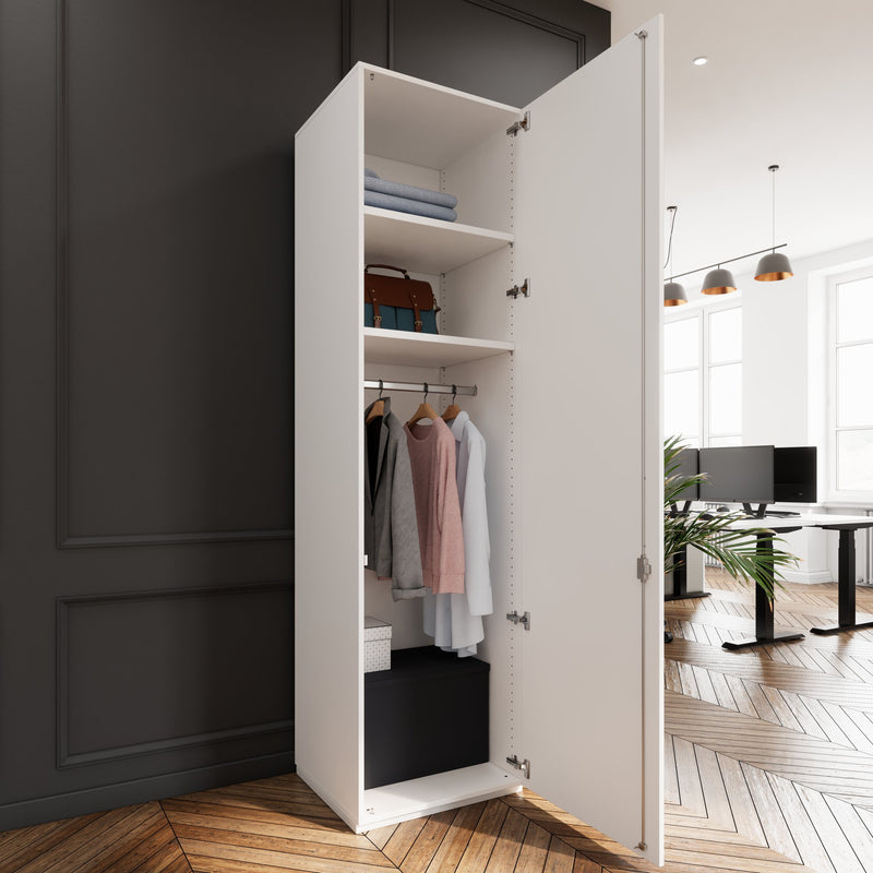 PRO Garderobenschrank | 6 OH, 400 - 600 x 2250 mm, Soft-Close, Weiß - 15 Main Image