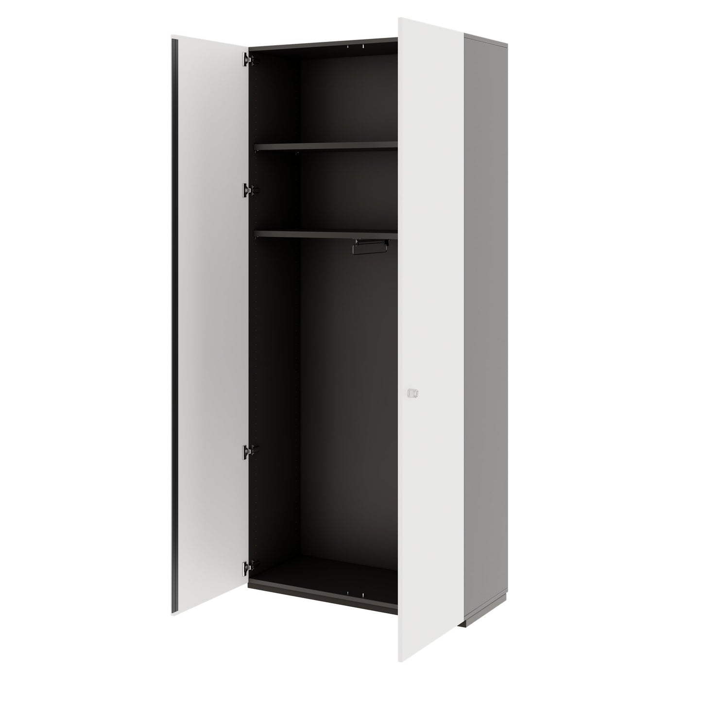 PRO Cloakroom cabinet | 6 Oh, 800 - 1000 x 2250 mm, soft -close, graphite / white