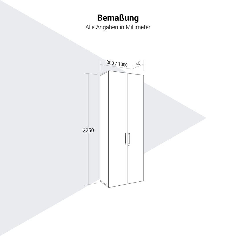 PRO Gabinetto di Cloakroom | 6 OH, 800 - 1000 x 2250 mm, morbido, grigio
