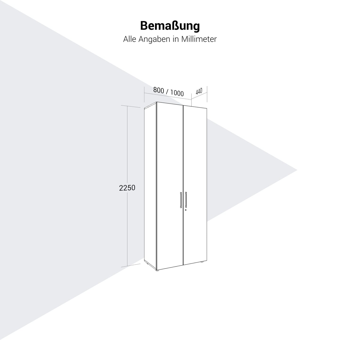 PRO Cloakroom cabinet | 6 Oh, 800 - 1000 x 2250 mm, soft -close, white