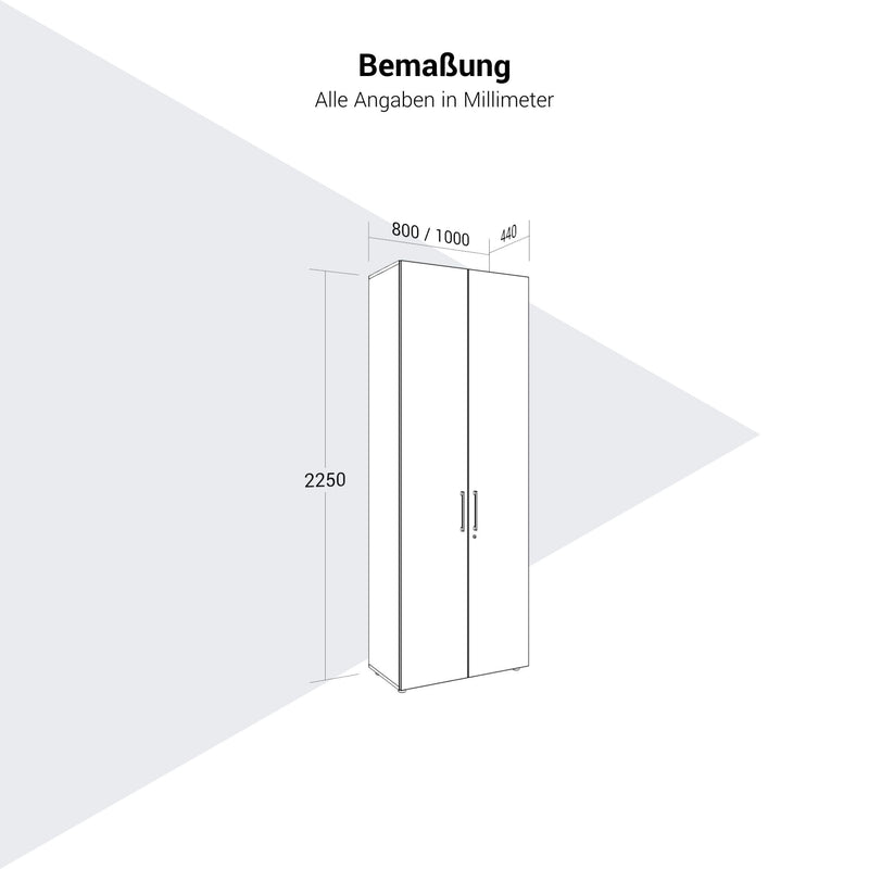 PRO Armoire vestiaire | 6 OH, 800 - 1000 x 2250 mm, fermeture douce, blanc  - 13 Main Image