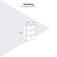PRO Hängeregisterschrank | 3 OH, 800 x 1140 mm, verleimter Korpus, Graphit / Weiß