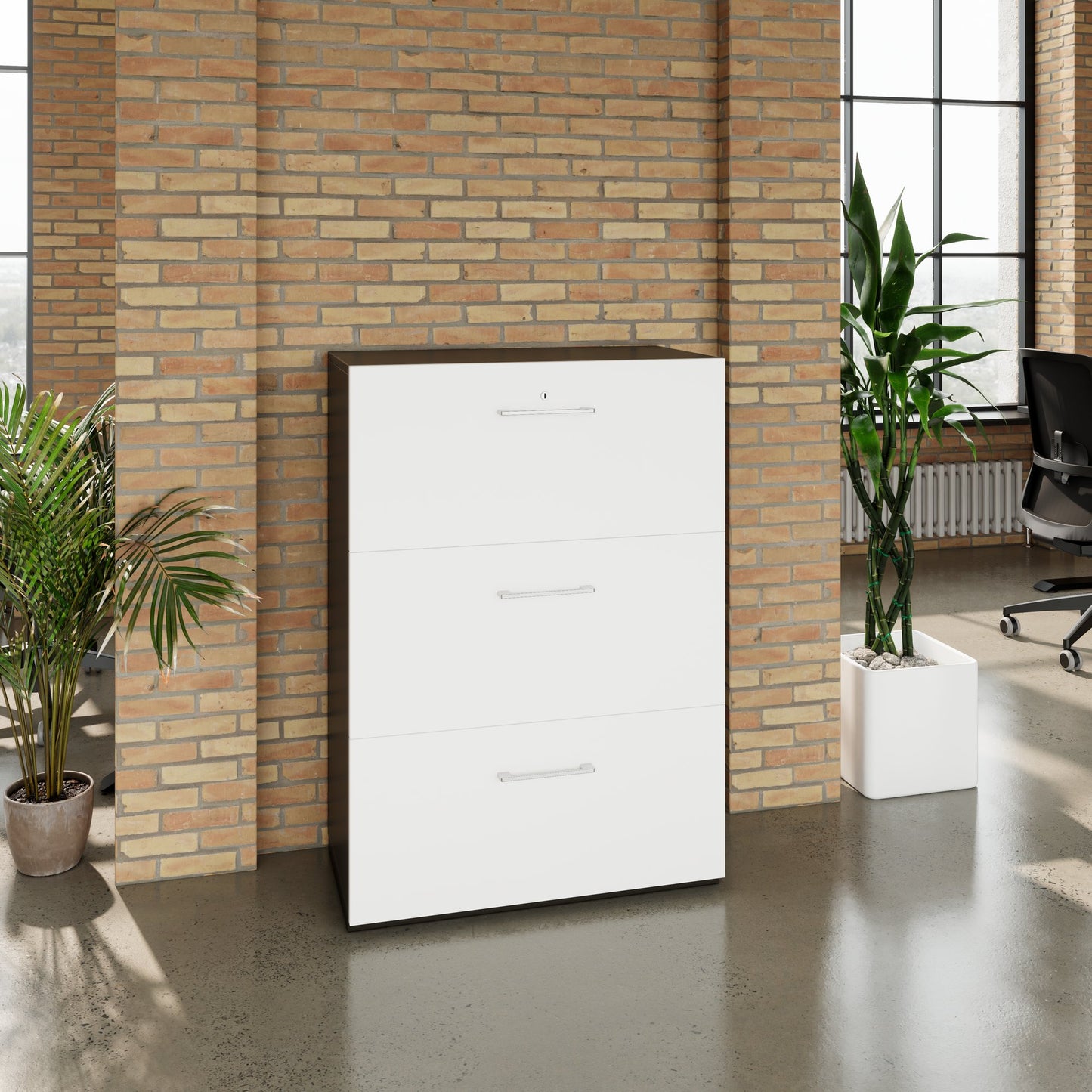 PRO Hängeregisterschrank | 3 OH, 800 x 1140 mm, verleimter Korpus, Graphit / Weiß