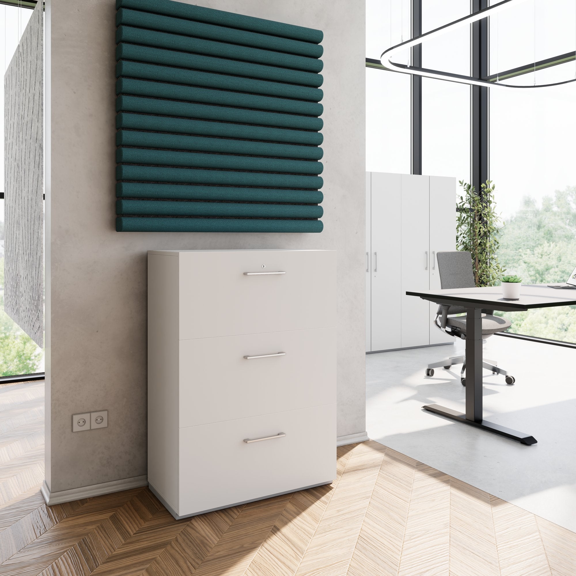 PRO Hängeregisterschrank | 3 OH, 800 x 1140 mm, verleimter Korpus, Grau