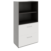 PRO Hängeregisterschrank | 4 OH, 800 x 1510 mm, verleimter Korpus, mit Regal, Graphit / Weiß