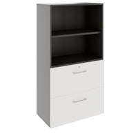 PRO Hängeregisterschrank | 4 OH, 800 x 1510 mm, verleimter Korpus, mit Regal, Graphit / Weiß