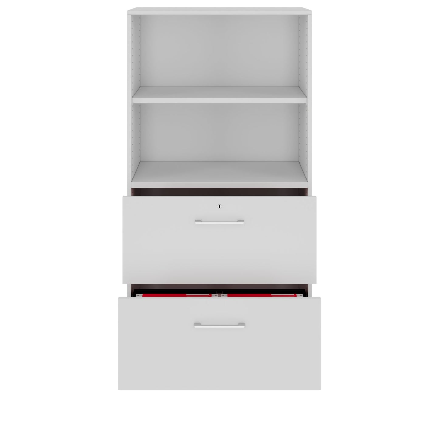 PRO Hängeregisterschrank | 4 OH, 800 x 1510 mm, verleimter Korpus, mit Regal, Grau