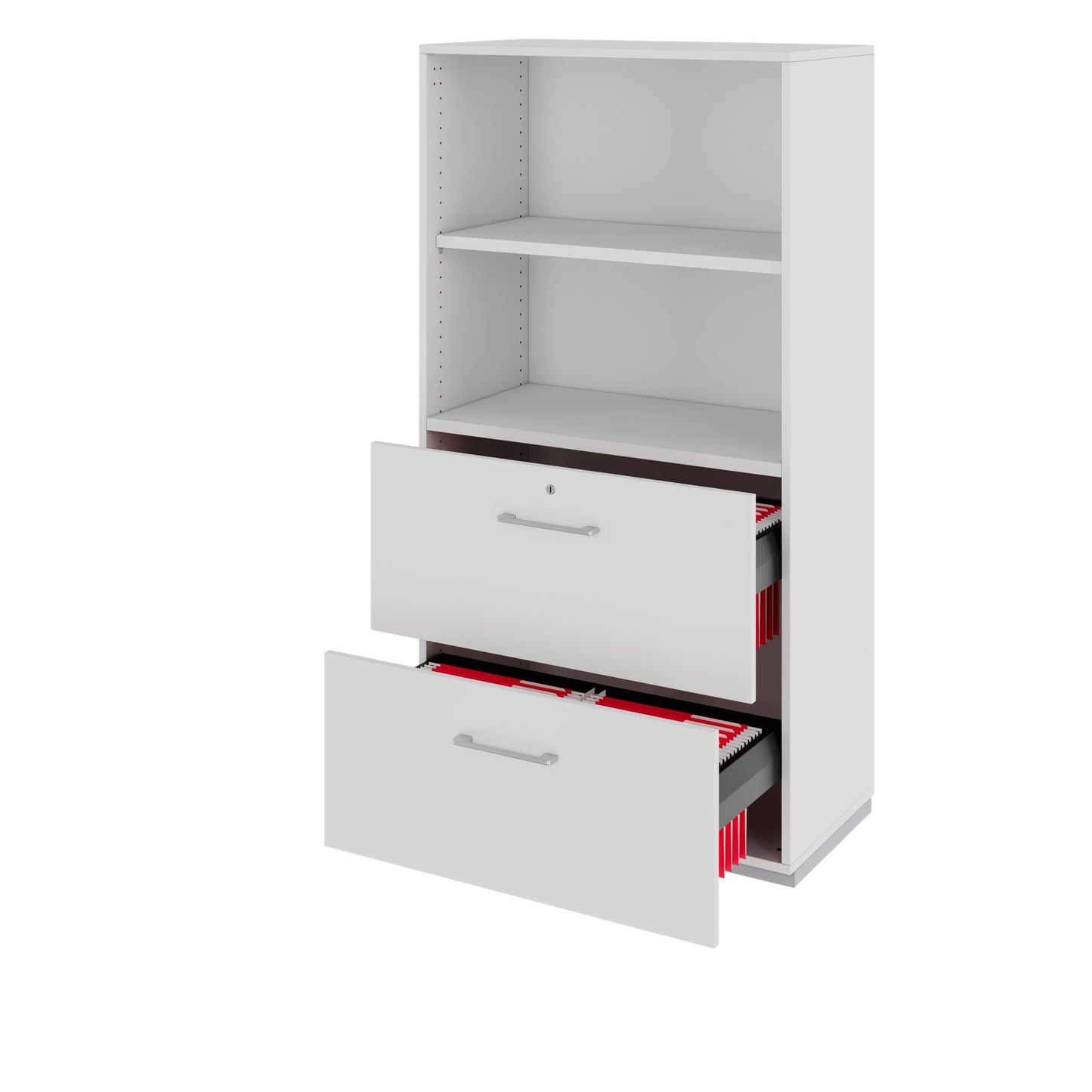 PRO Hängeregisterschrank | 4 OH, 800 x 1510 mm, verleimter Korpus, mit Regal, Grau