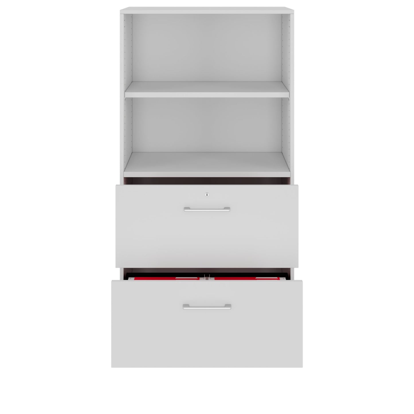 PRO Hängeregisterschrank | 4 OH, 800 x 1510 mm, verleimter Korpus, mit Regal, Grau