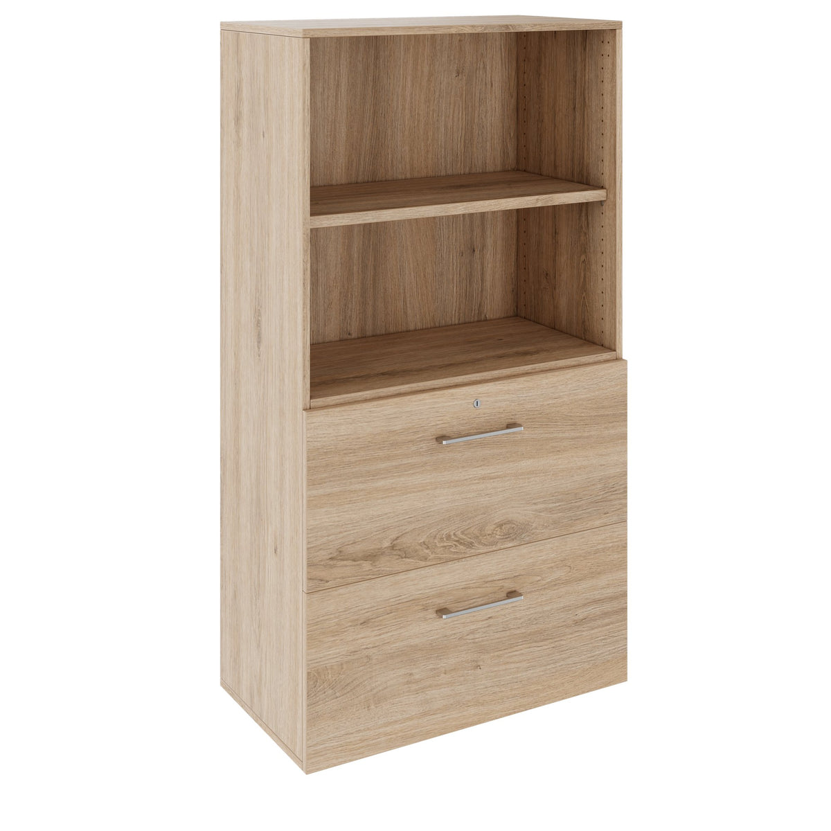 PRO Filing cabinet for suspended files | 4 OH, 800 x 1510 mm, glued carcass, with shelf, natural oak  - 1 Lightbox Main Image