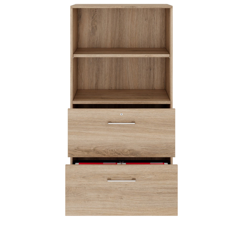 PRO Filing cabinet for suspended files | 4 OH, 800 x 1510 mm, glued carcass, with shelf, natural oak  - 3 Main Image